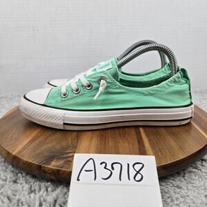 Converse Womens 7 CTAS Chuck All Star Shoreline Ox Green Glow Casual Sneaker